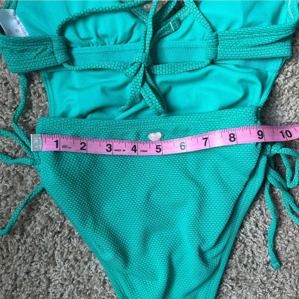 W Stoney Clover Lane x Target Green Deep V Neck One Piece Swimsuit Size XXS |E10